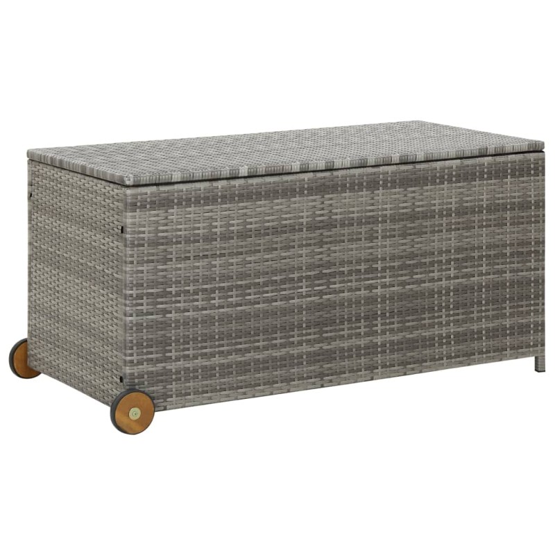 vidaXL Caja almacenaje jardín ratán sintético gris claro 120x65x61 cm vidaXL Caja almacenaje jardín ratán sintético gris claro 120x65x61 cm