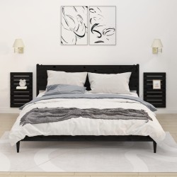 vidaXL Estantes mesitas de pared 2 uds madera maciza de pino negro