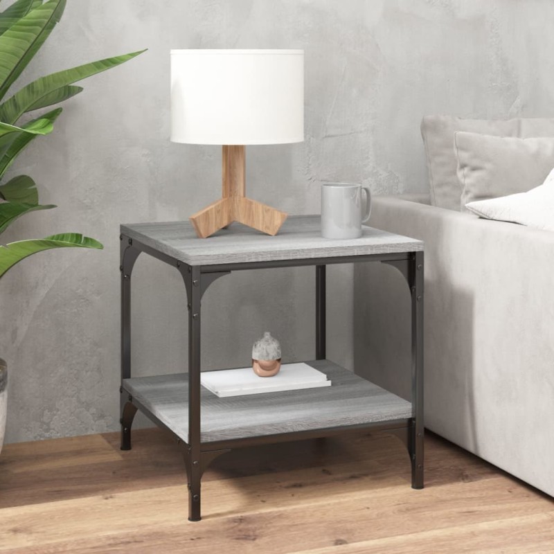 vidaXL Mesa auxiliar de madera contrachapada gris Sonoma 40x40x40 cm vidaXL Mesa auxiliar de madera contrachapada gris Sonoma 40x40x40 cm