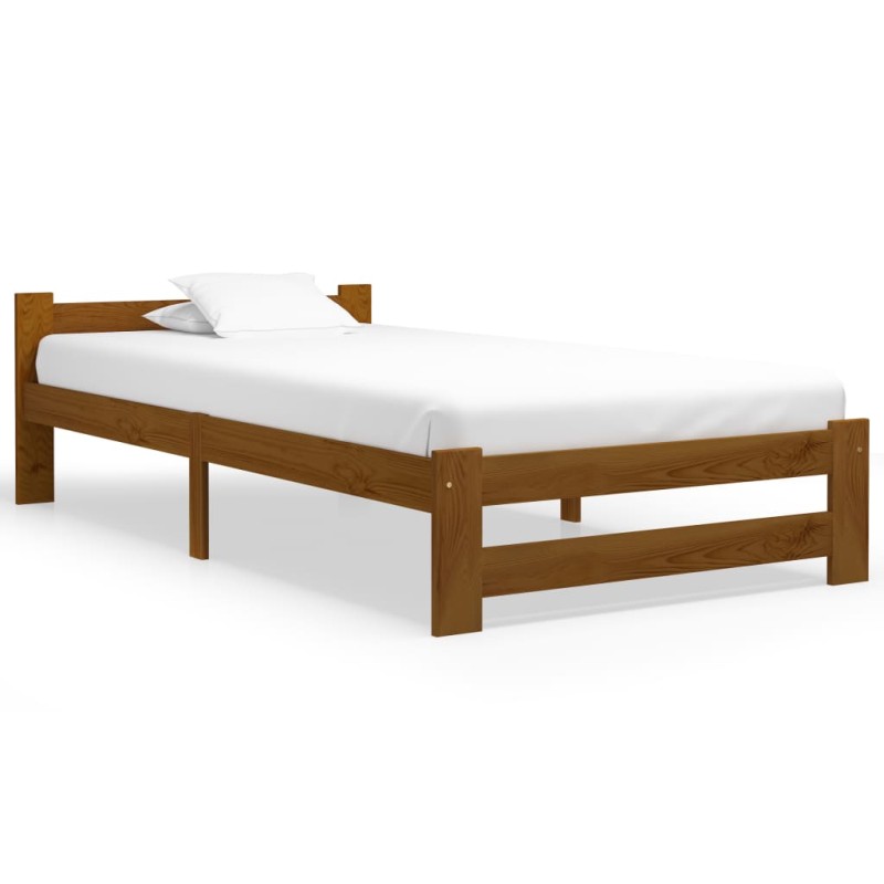 vidaXL Estructura de cama madera maciza pino marrón miel 100x200 cm vidaXL Estructura de cama madera maciza pino marrón miel 100x200 cm
