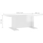 vidaXL Mesa de centro madera contrachapada blanco brillo 103,5x60x40cm