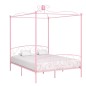 vidaXL Estructura de cama con dosel metal rosa 160x200 cm vidaXL Estructura de cama con dosel metal rosa 160x200 cm