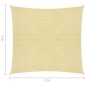 vidaXL Toldo de vela cuadrado HDPE 2x2 m beige vidaXL Toldo de vela cuadrado HDPE 2x2 m beige