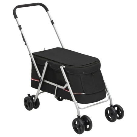 vidaXL Cochecito para perros plegable tela lino negro 100x49x96 cm