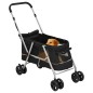 vidaXL Cochecito para perros plegable tela lino negro 100x49x96 cm