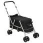 vidaXL Cochecito para perros plegable tela lino negro 100x49x96 cm