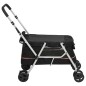 vidaXL Cochecito para perros plegable tela lino negro 100x49x96 cm