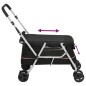 vidaXL Cochecito para perros plegable tela lino negro 100x49x96 cm