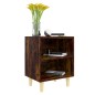 vidaXL Mesita de noche patas madera maciza roble ahumado 40x30x50 cm