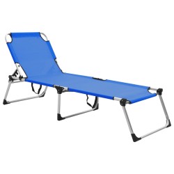 vidaXL Tumbona plegable alta para mayores aluminio azul