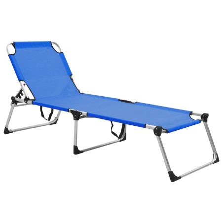 vidaXL Tumbona plegable alta para mayores aluminio azul