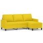 vidaXL Sofá de 3 plazas con taburete de tela amarillo claro 180 cm vidaXL Sofá de 3 plazas con taburete de tela amarillo claro 180 cm