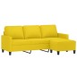 vidaXL Sofá de 3 plazas con taburete de tela amarillo claro 180 cm vidaXL Sofá de 3 plazas con taburete de tela amarillo claro 180 cm