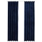 vidaXL Cortinas opacas ganchos 2 pzas terciopelo azul oscuro 140x225cm vidaXL Cortinas opacas ganchos 2 pzas terciopelo azul oscuro 140x225cm