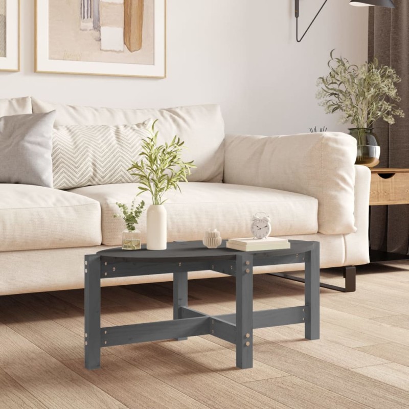 vidaXL Mesa de centro de madera maciza de pino gris 87x48x35 cm vidaXL Mesa de centro de madera maciza de pino gris 87x48x35 cm