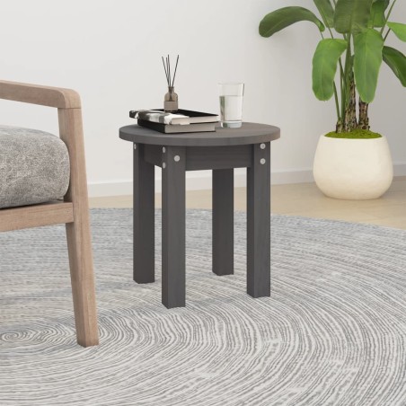 vidaXL Mesa de centro de madera maciza de pino gris Ø35x35 cm