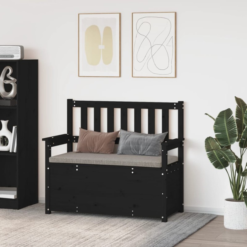 vidaXL Banco de madera maciza de pino negro 112,5x51,5x96,5 cm vidaXL Banco de madera maciza de pino negro 112,5x51,5x96,5 cm
