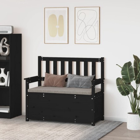 vidaXL Banco de madera maciza de pino negro 112,5x51,5x96,5 cm