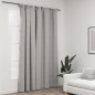 vidaXL Cortina opaca con ganchos look de lino gris 290x245 cm vidaXL Cortina opaca con ganchos look de lino gris 290x245 cm