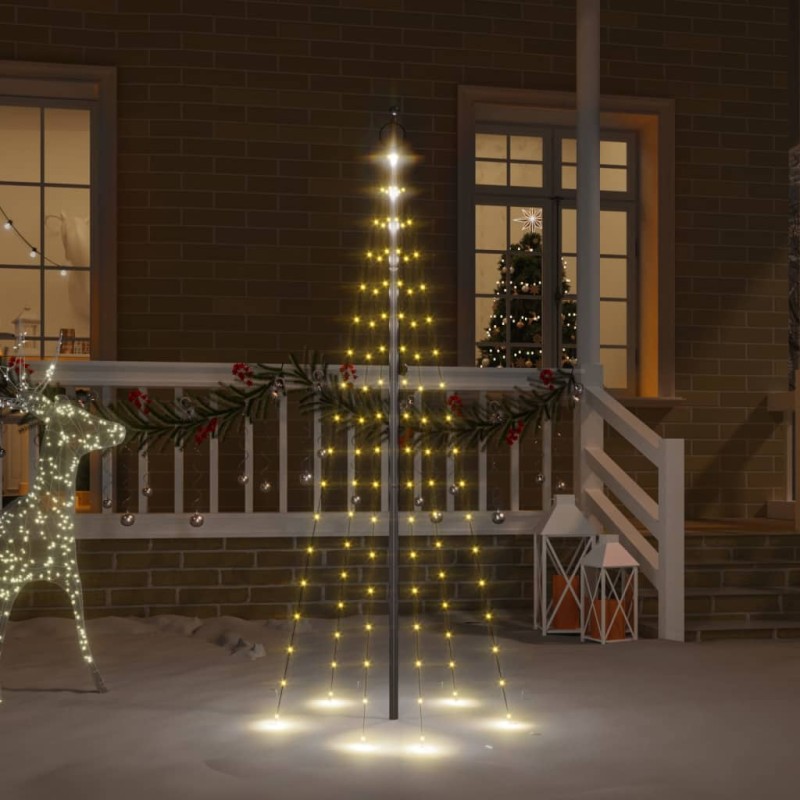vidaXL Árbol de Navidad en asta de bandera 108 LED blanco cálido 180cm vidaXL Árbol de Navidad en asta de bandera 108 LED blanco cálido 180cm