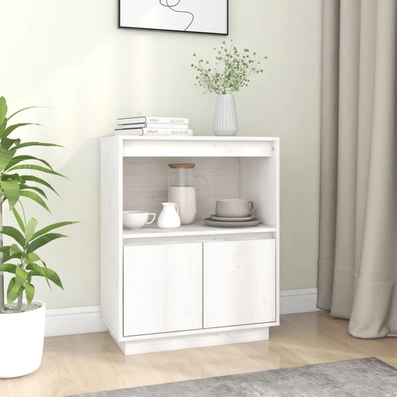 vidaXL Aparador de madera maciza de pino blanco 60x34x75 cm vidaXL Aparador de madera maciza de pino blanco 60x34x75 cm