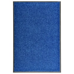 vidaXL Felpudo lavable azul 60x90 cm
