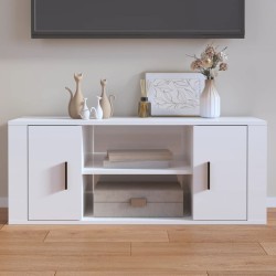 vidaXL Mueble de TV madera contrachapada blanco brillo 100x35x40 cm