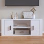 vidaXL Mueble de TV madera contrachapada blanco brillo 100x35x40 cm