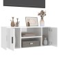 vidaXL Mueble de TV madera contrachapada blanco brillo 100x35x40 cm