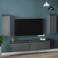 vidaXL Armarios de pared 2 uds madera maciza de pino gris 30x30x80 cm