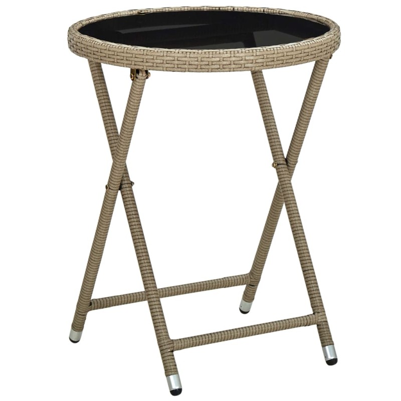vidaXL Mesa de centro de ratán sintético y vidrio templado beige 60 cm vidaXL Mesa de centro de ratán sintético y vidrio templado beige 60 cm