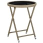 vidaXL Mesa de centro de ratán sintético y vidrio templado beige 60 cm vidaXL Mesa de centro de ratán sintético y vidrio templado beige 60 cm