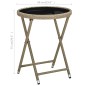 vidaXL Mesa de centro de ratán sintético y vidrio templado beige 60 cm vidaXL Mesa de centro de ratán sintético y vidrio templado beige 60 cm