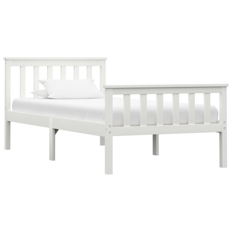 vidaXL Estructura de cama de madera maciza de pino blanco 100x200 cm vidaXL Estructura de cama de madera maciza de pino blanco 100x200 cm