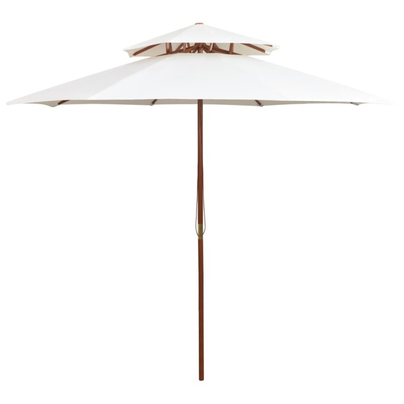 vidaXL Sombrilla de dos pisos 270x270 cm palo de madera blanca crema vidaXL Sombrilla de dos pisos 270x270 cm palo de madera blanca crema