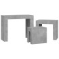 vidaXL Mesas de centro apilables 3 piezas aglomerado gris hormigón vidaXL Mesas de centro apilables 3 piezas aglomerado gris hormigón