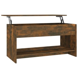 vidaXL Mesa de centro madera contrachapada roble ahumado 102x50x52,5cm