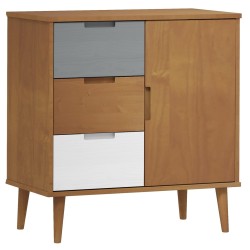 vidaXL Mesita de noche MOLDE madera maciza pino marrón 76,5x40x80 cm