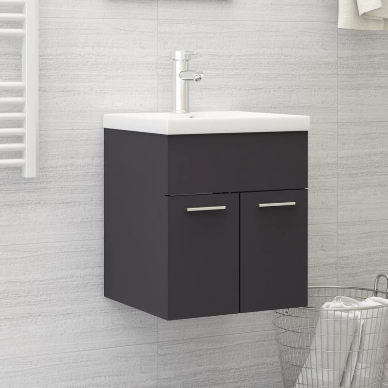 vidaXL Armario para lavabo madera contrachapada gris 41x38,5x46 cm vidaXL Armario para lavabo madera contrachapada gris 41x38,5x46 cm