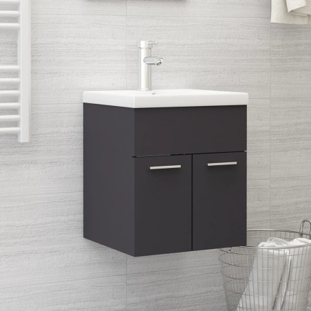 vidaXL Armario para lavabo madera contrachapada gris 41x38,5x46 cm