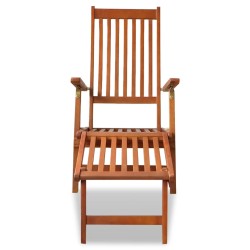 vidaXL Tumbona de jardín con reposapiés de madera maciza de acacia