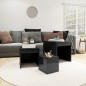 vidaXL Mesas apilables 3 piezas madera contrachapada gris brillante