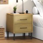 vidaXL Mesita de noche patas de metal madera maciza pino marrón OSLO vidaXL Mesita de noche patas de metal madera maciza pino marrón OSLO