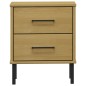 vidaXL Mesita de noche patas de metal madera maciza pino marrón OSLO vidaXL Mesita de noche patas de metal madera maciza pino marrón OSLO