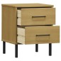 vidaXL Mesita de noche patas de metal madera maciza pino marrón OSLO vidaXL Mesita de noche patas de metal madera maciza pino marrón OSLO