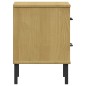 vidaXL Mesita de noche patas de metal madera maciza pino marrón OSLO vidaXL Mesita de noche patas de metal madera maciza pino marrón OSLO