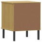 vidaXL Mesita de noche patas de metal madera maciza pino marrón OSLO vidaXL Mesita de noche patas de metal madera maciza pino marrón OSLO
