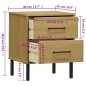 vidaXL Mesita de noche patas de metal madera maciza pino marrón OSLO vidaXL Mesita de noche patas de metal madera maciza pino marrón OSLO