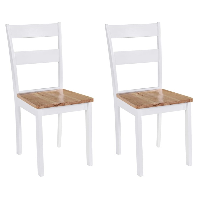 vidaXL Sillas de comedor 2 unidades madera maciza de caucho blanco vidaXL Sillas de comedor 2 unidades madera maciza de caucho blanco