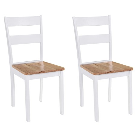 vidaXL Sillas de comedor 2 unidades madera maciza de caucho blanco